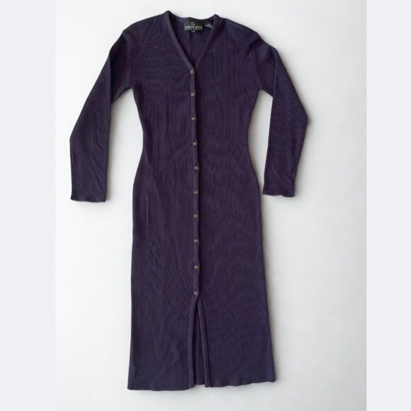 VTG Carole Little Plum Purple Wool Blend Midi Sweater Dress Size Petite Small - Picture 2 of 4